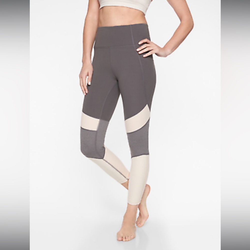 Athleta Salutation Modblock Leggings Gray And Pink - image 1
